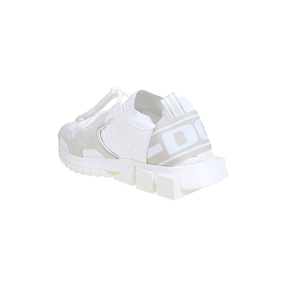 White Leather E Fabric Sneaker