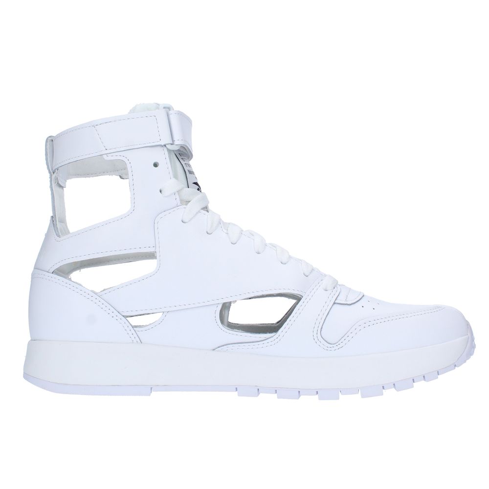 White Leather E Fabric Sneaker