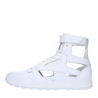 White Leather E Fabric Sneaker