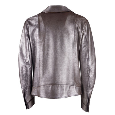 Gray Leather Di Lambskin Jacket