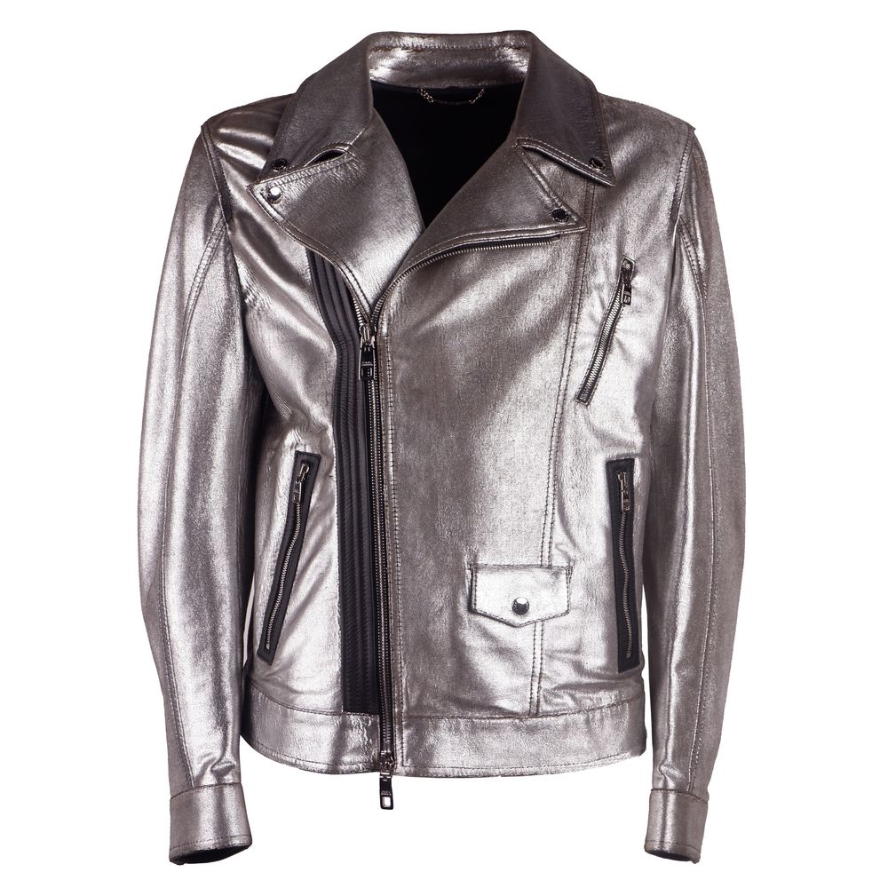 Gray Leather Di Lambskin Jacket