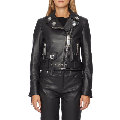 Black Leather Di Pecora Jackets & Coat