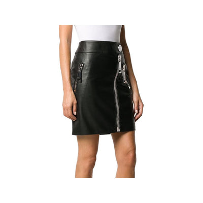 Black Leather Di Pecora Skirt