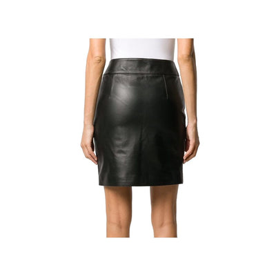 Black Leather Di Pecora Skirt