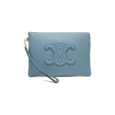 Light Blue Leather Clutch Bag