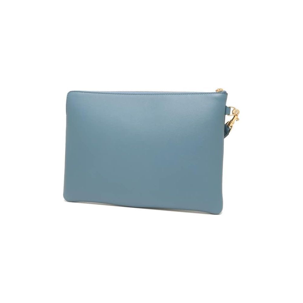 Light Blue Leather Clutch Bag