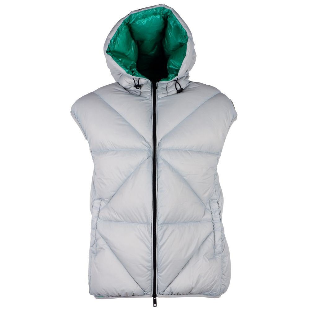 Centogrammi Chic Grey Puffer Vest with Green Lining