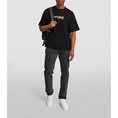 Off-White Rhinestone Cotton Tee - Black