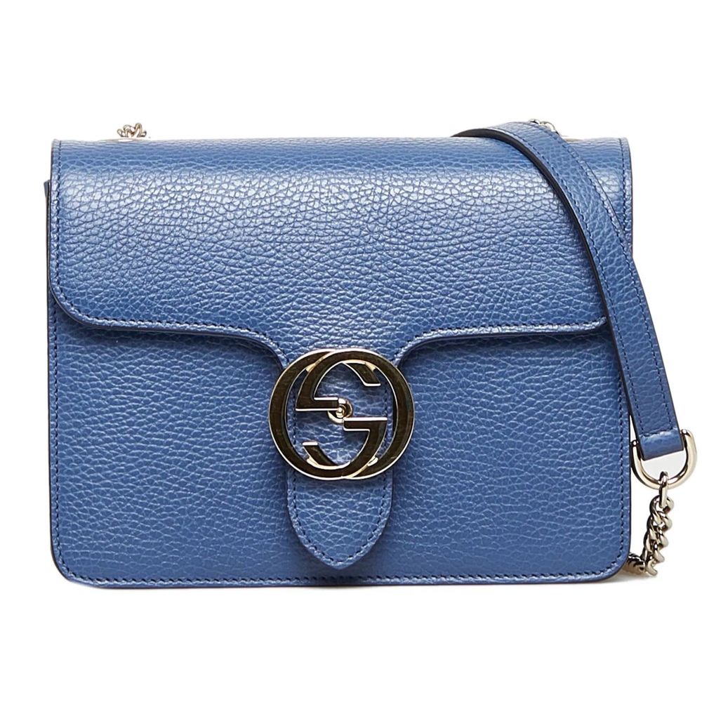 Blue Leather Crossbody Bag