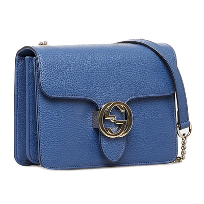 Blue Leather Crossbody Bag