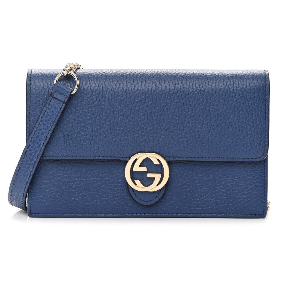 Blue Leather Crossbody Bag