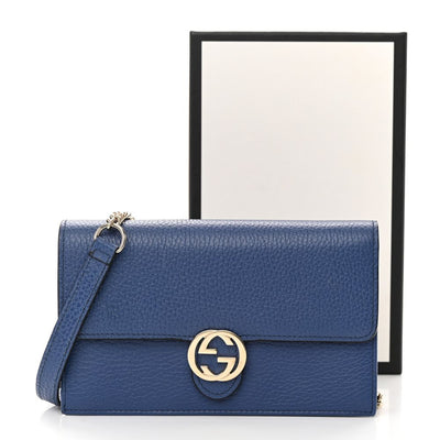 Blue Leather Crossbody Bag