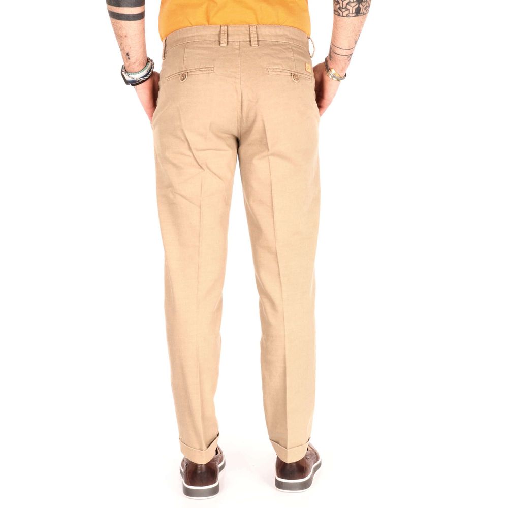 Beige Cotton Jeans & Pant