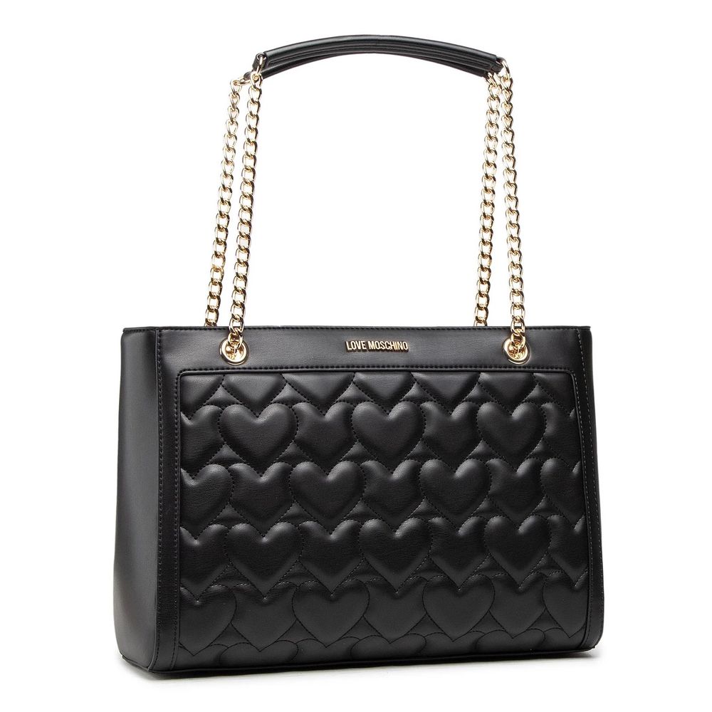 Black Artificial Leather Shoulder Bag