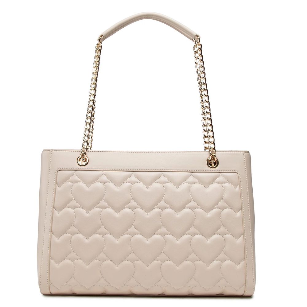 Beige Artificial Leather Shoulder Bag