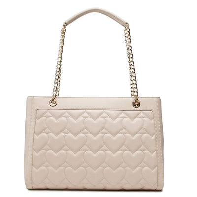 Beige Artificial Leather Shoulder Bag