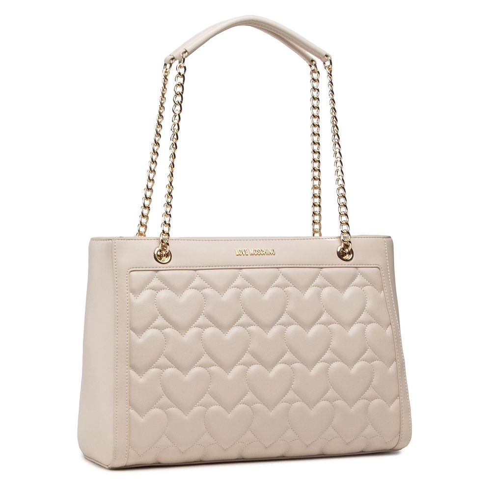 Beige Artificial Leather Shoulder Bag