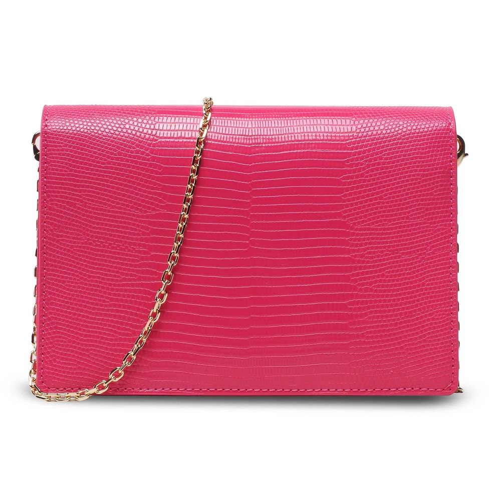 Fuchsia Artificial Leather Crossbody Bag