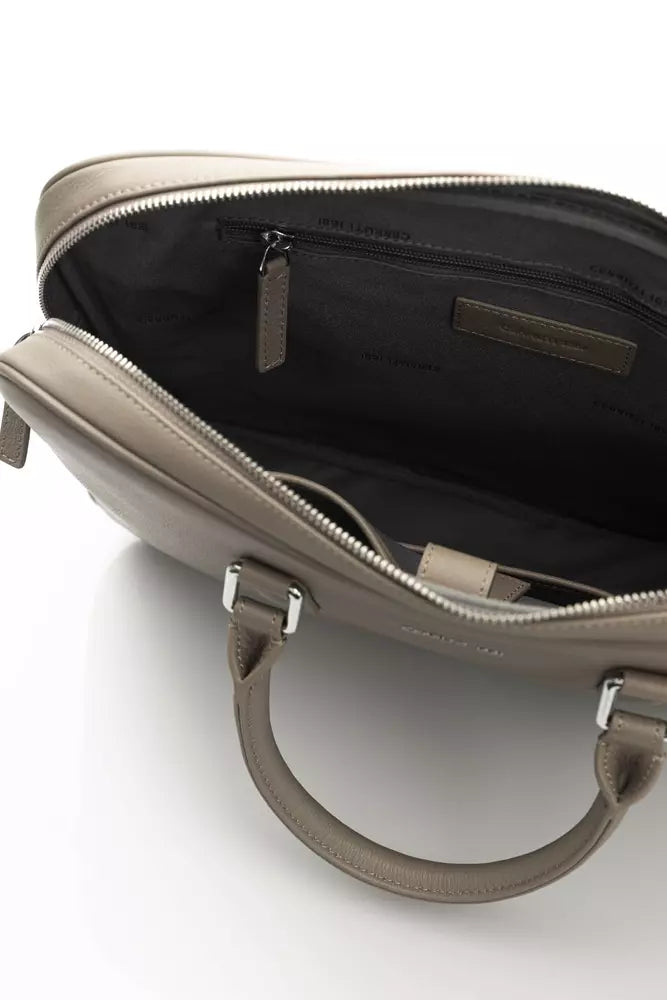 Gray Leather Crossbody Bag