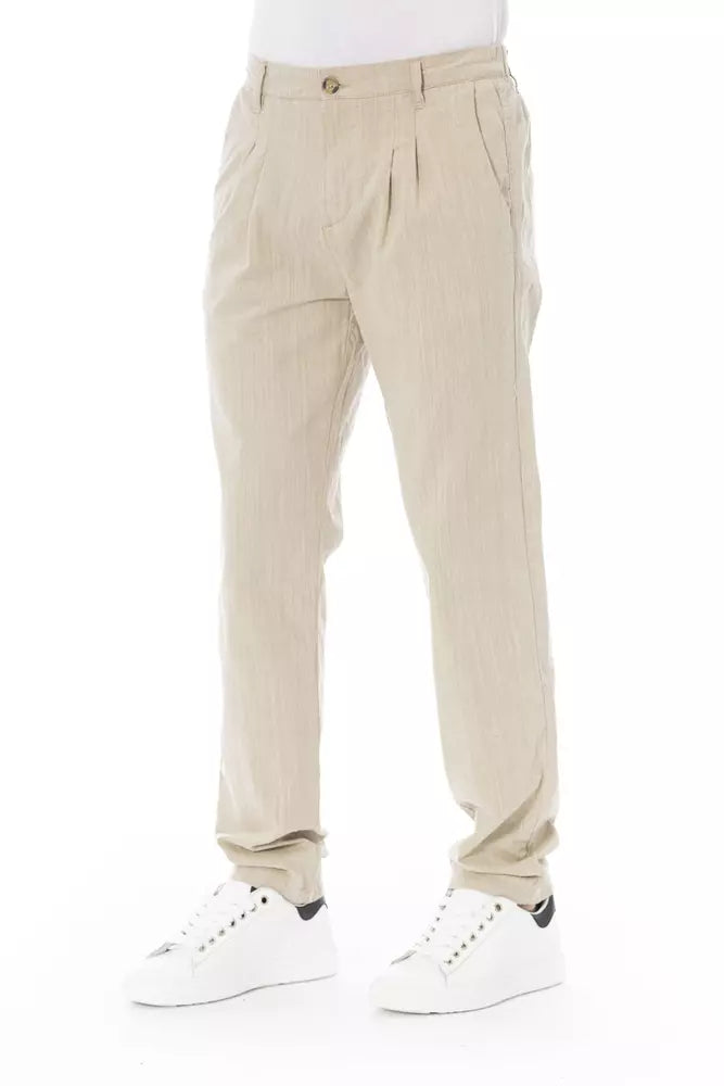 Beige Cotton Jeans & Pant