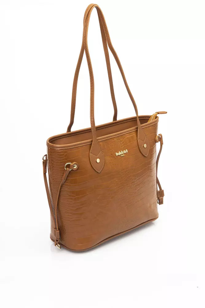 Brown Polyethylene Shoulder Bag