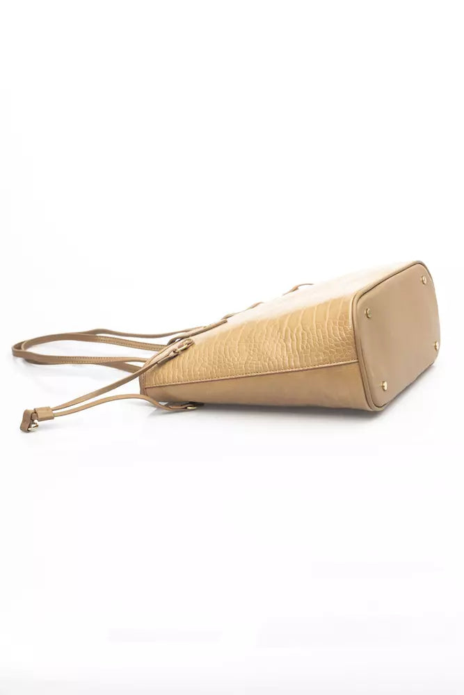 Beige Polyethylene Shoulder Bag