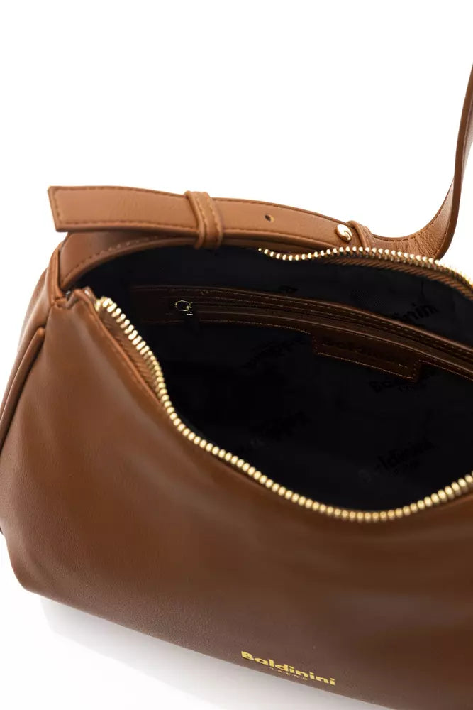 Brown Polyethylene Shoulder Bag