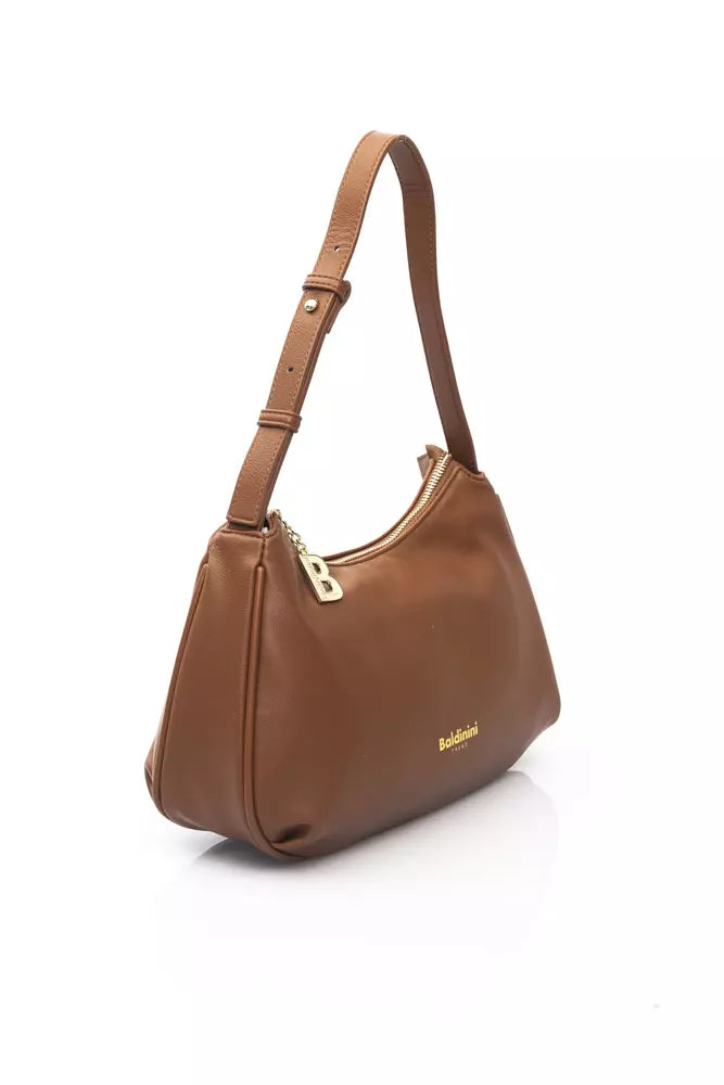 Brown Polyethylene Shoulder Bag