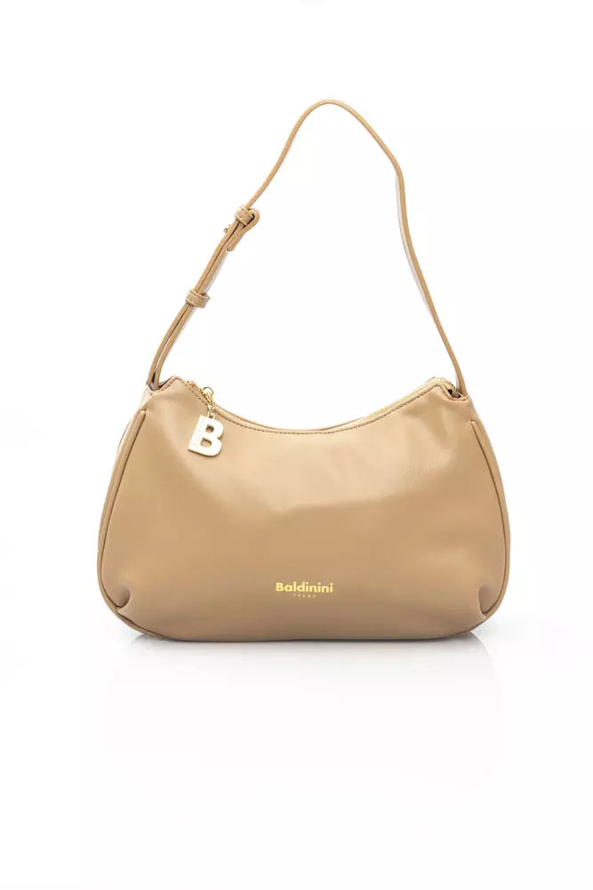 Beige Polyethylene Shoulder Bag