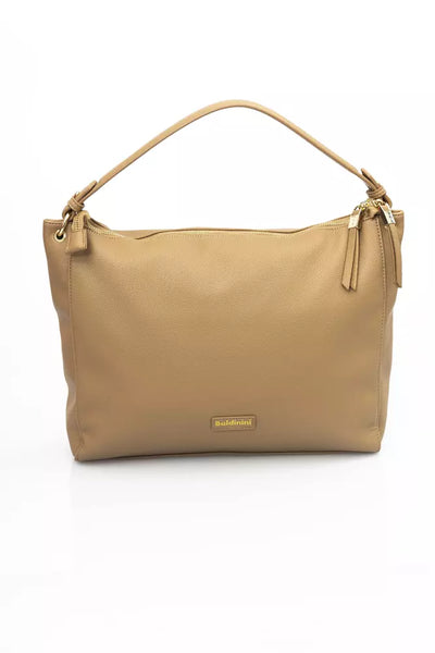 Beige Polyethylene Shoulder Bag