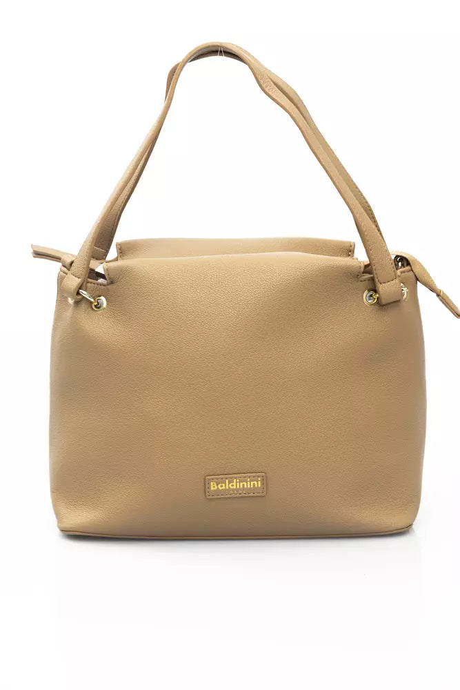 Beige Polyethylene Shoulder Bag