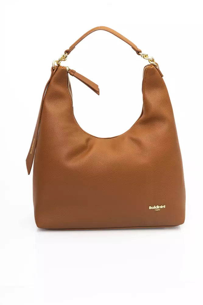 Brown Polyethylene Shoulder Bag