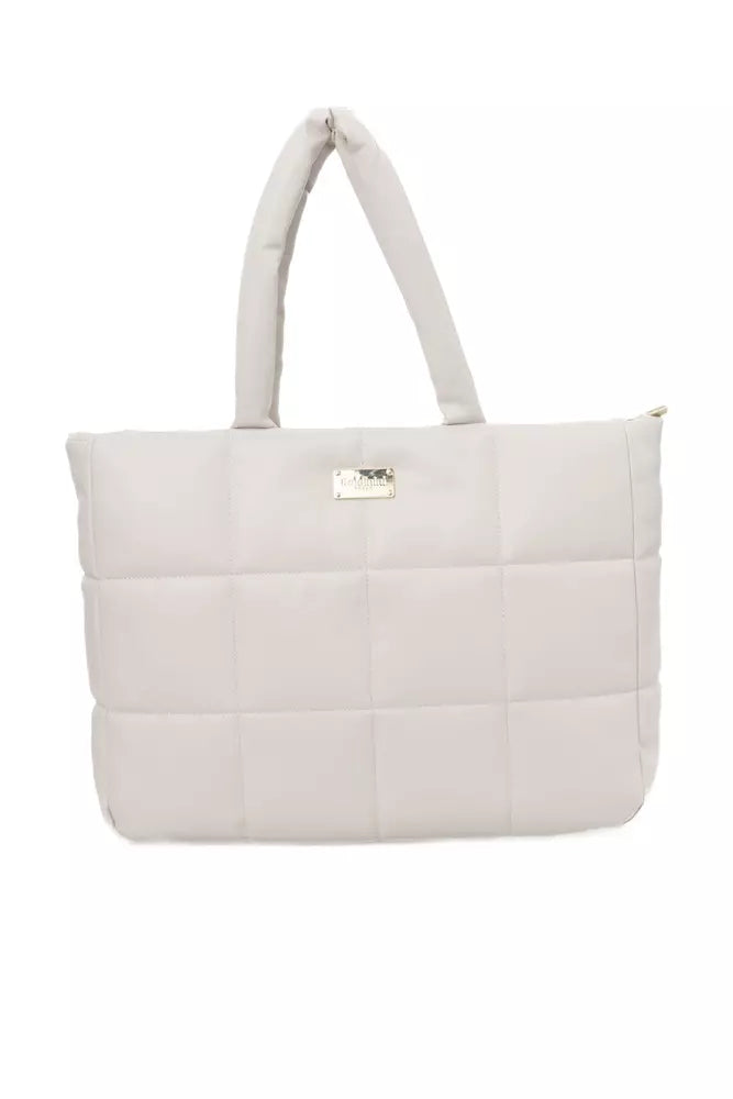 Beige Polyethylene Shoulder Bag