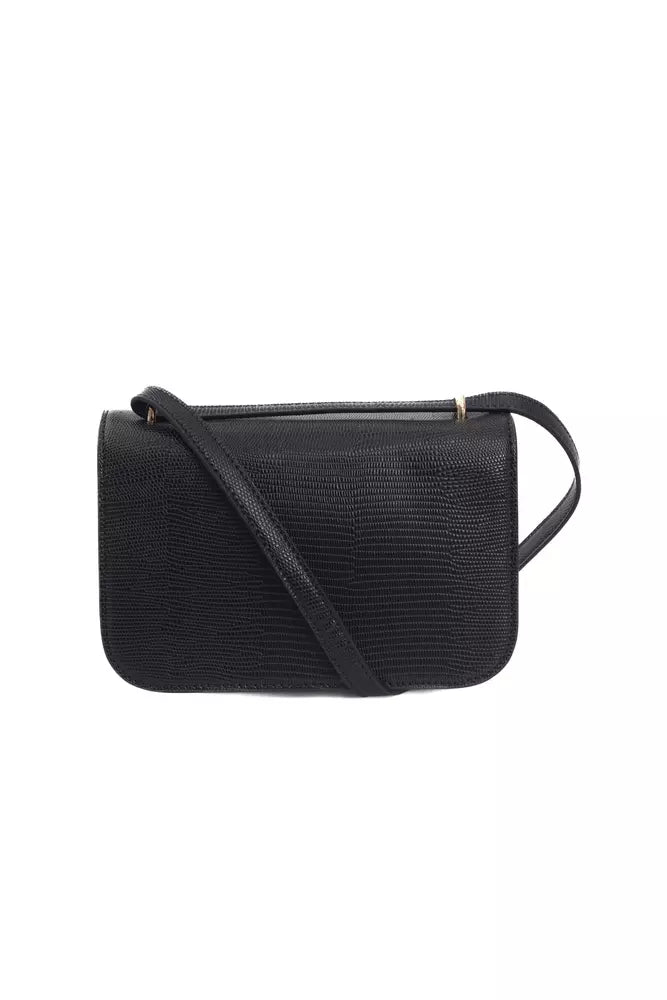 Black Polyuretane Crossbody Bag