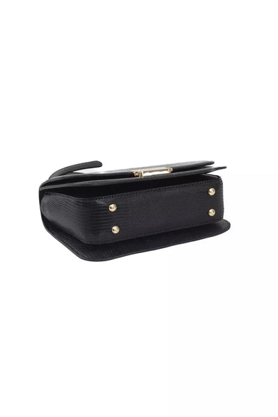 Black Polyuretane Crossbody Bag