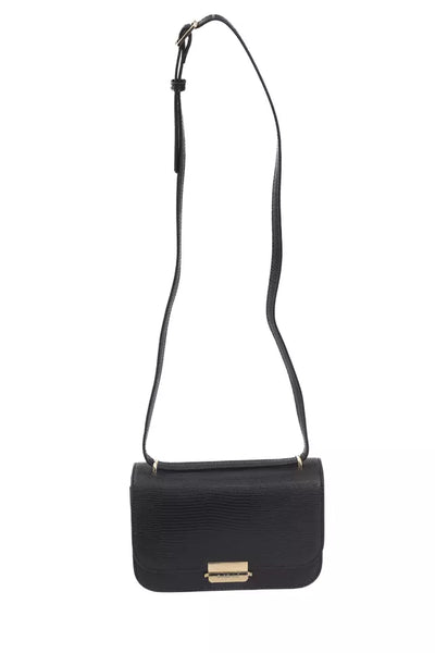 Black Polyuretane Crossbody Bag