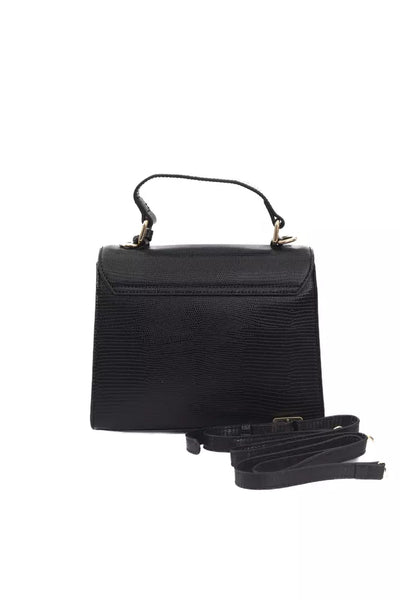 Black Polyuretane Crossbody Bag