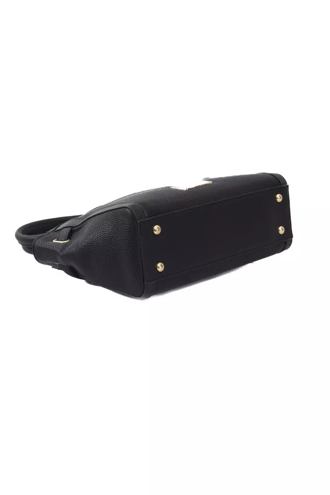 Black Polyuretane Crossbody Bag