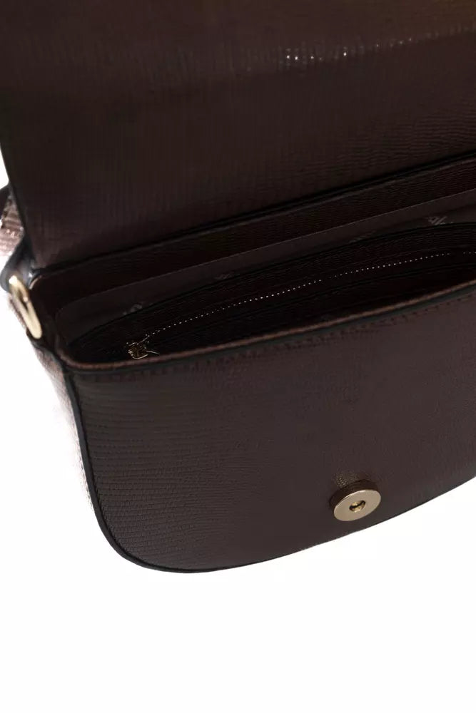 Brown Polyuretane Crossbody Bag