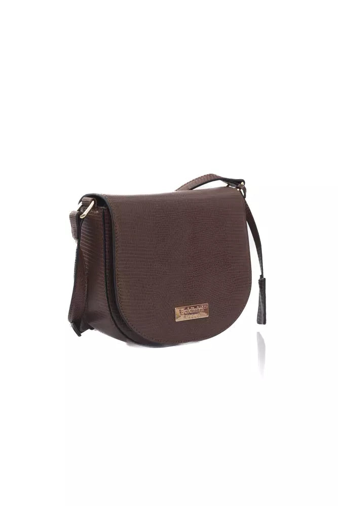 Brown Polyuretane Crossbody Bag