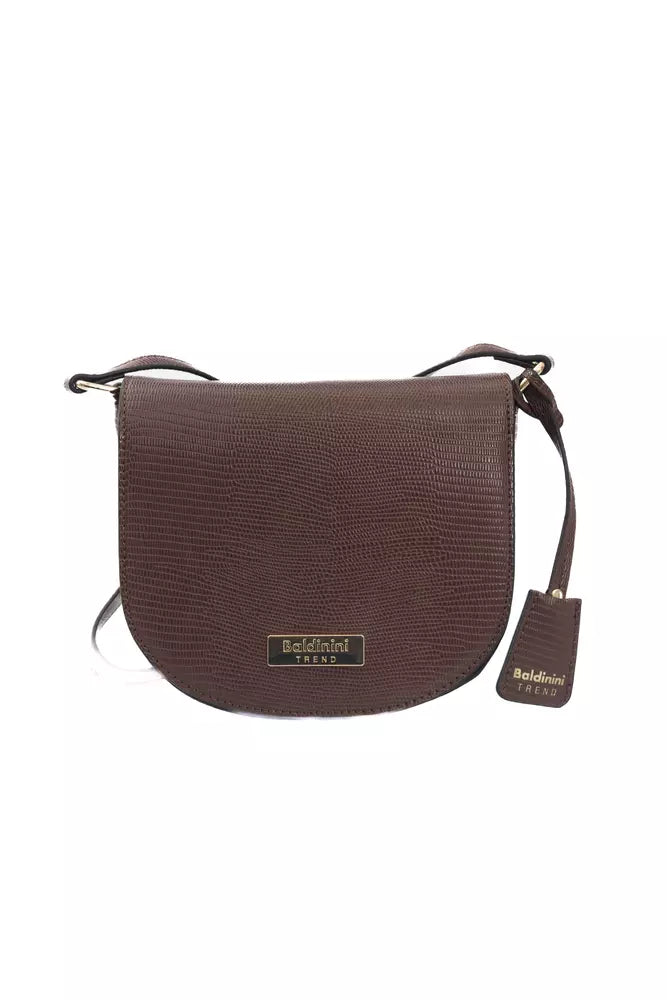 Brown Polyuretane Crossbody Bag