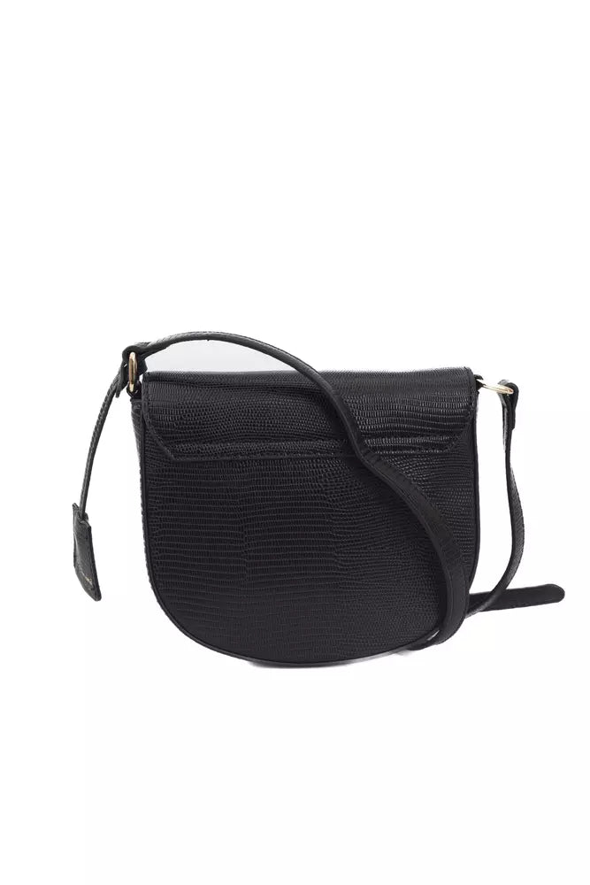 Black Polyuretane Crossbody Bag