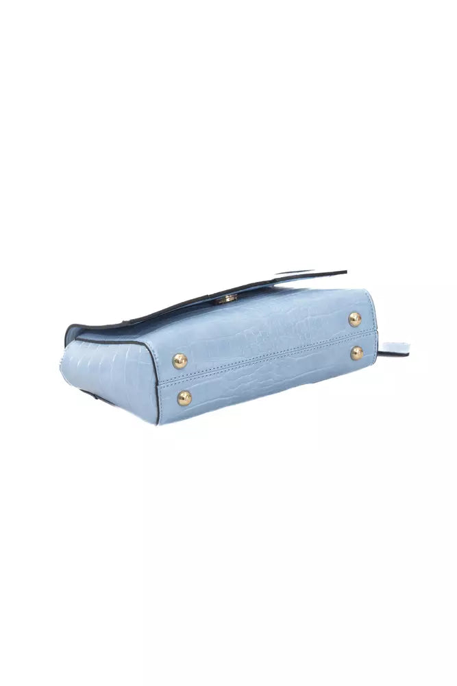 Light Blue Polyuretane Crossbody Bag