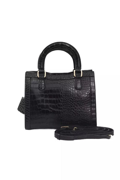 Black Polyuretane Crossbody Bag