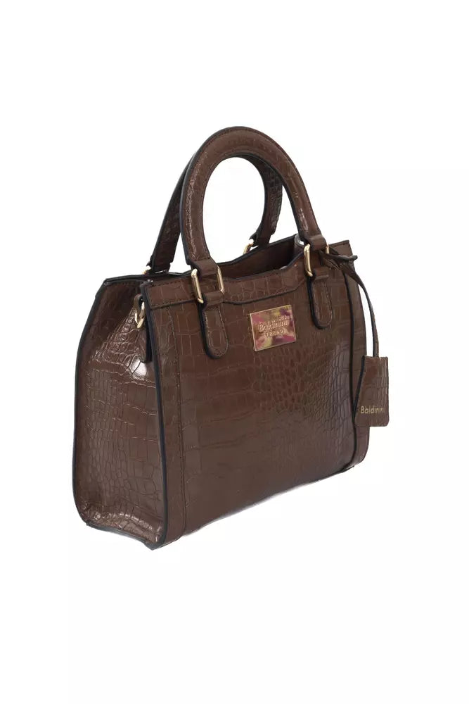 Brown Polyuretane Crossbody Bag