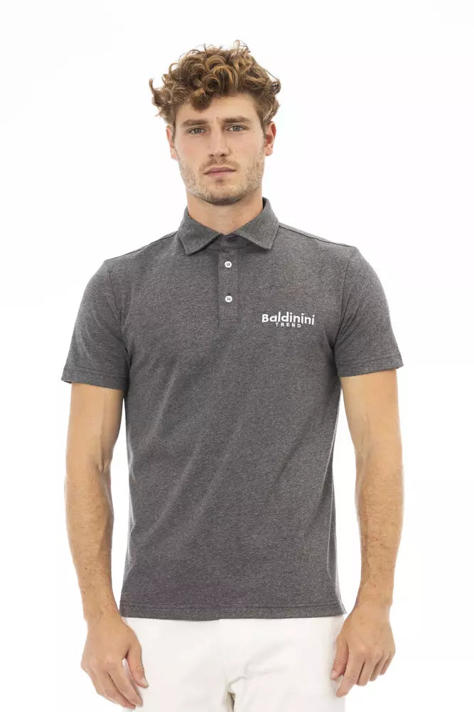 Gray Cotton Polo Shirt