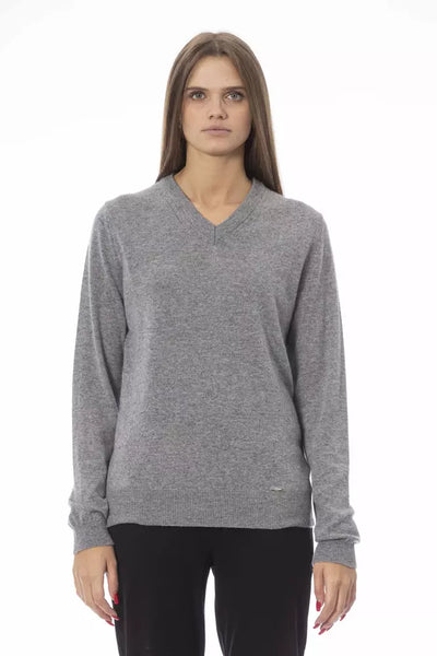 Baldinini Trend Chic V-Neck Monogram Sweater