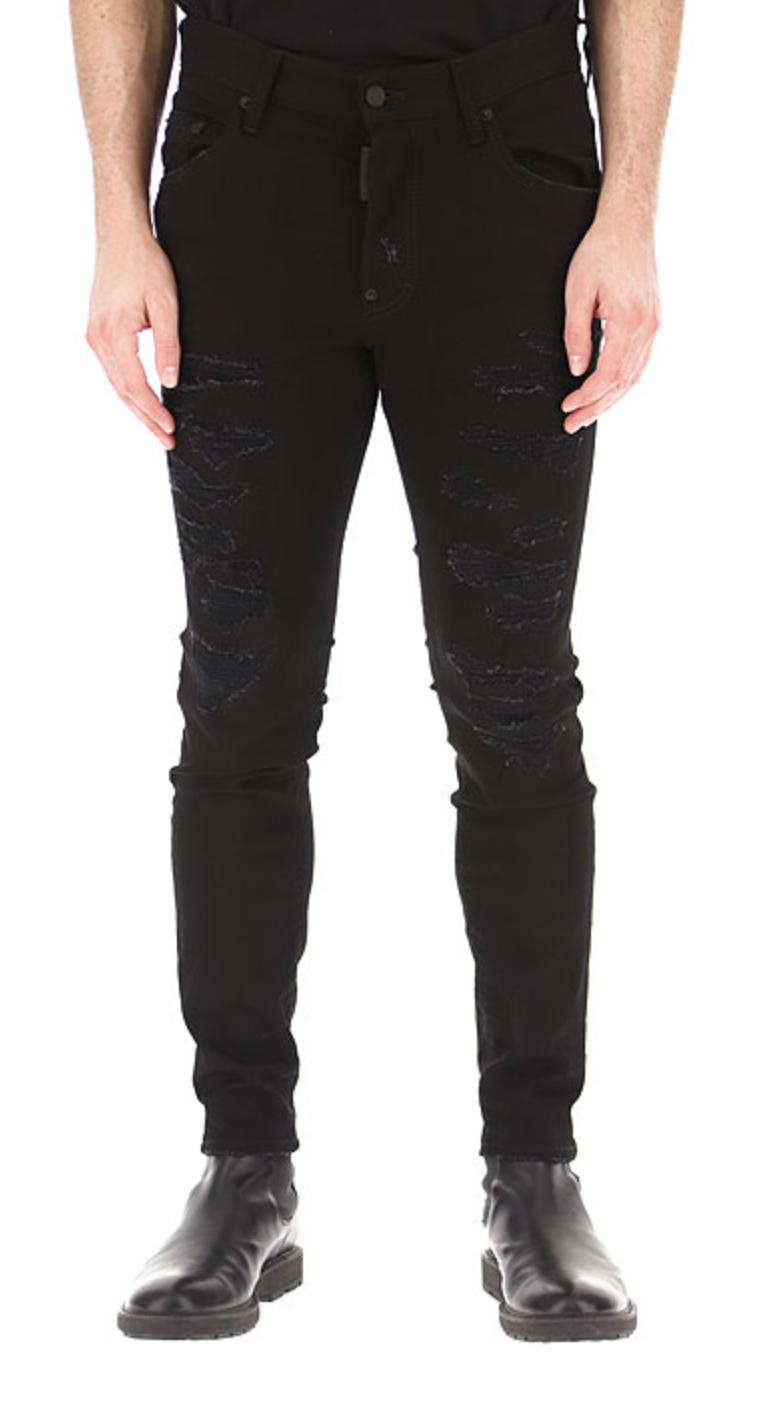 Black Cotton Jeans & Pant