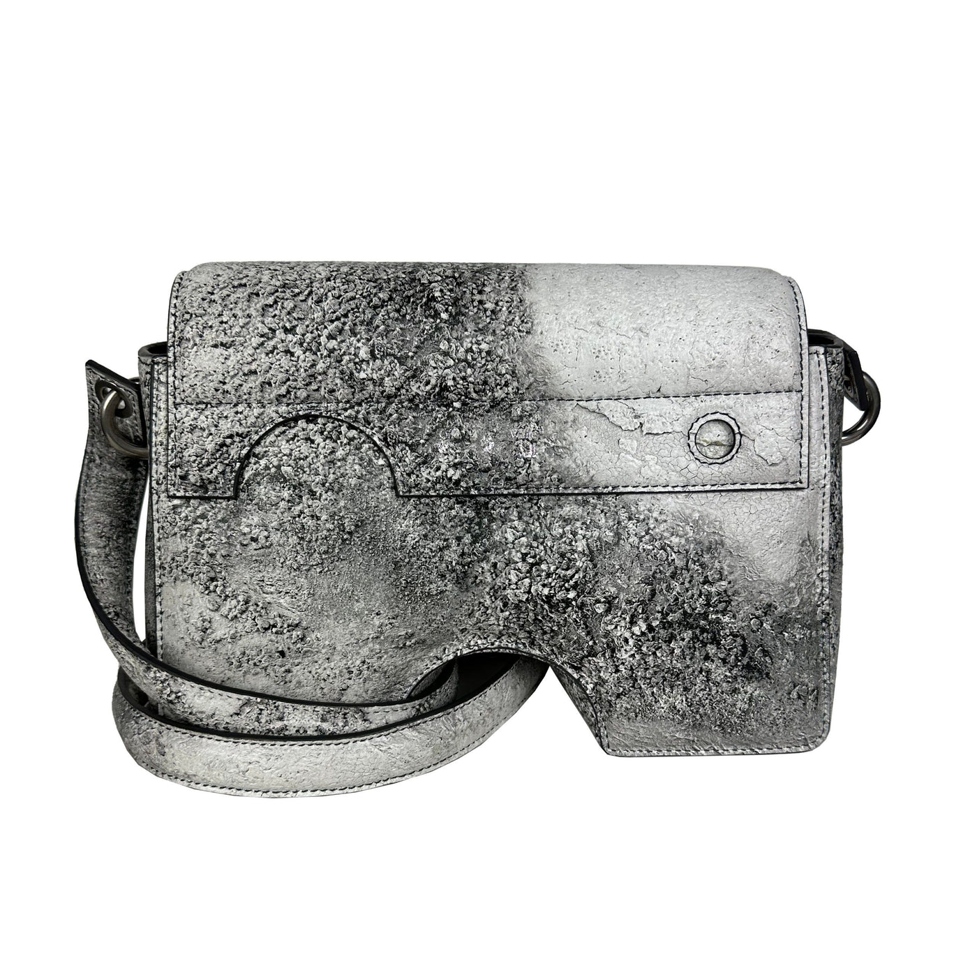 Gray Leather Crossbody Bag