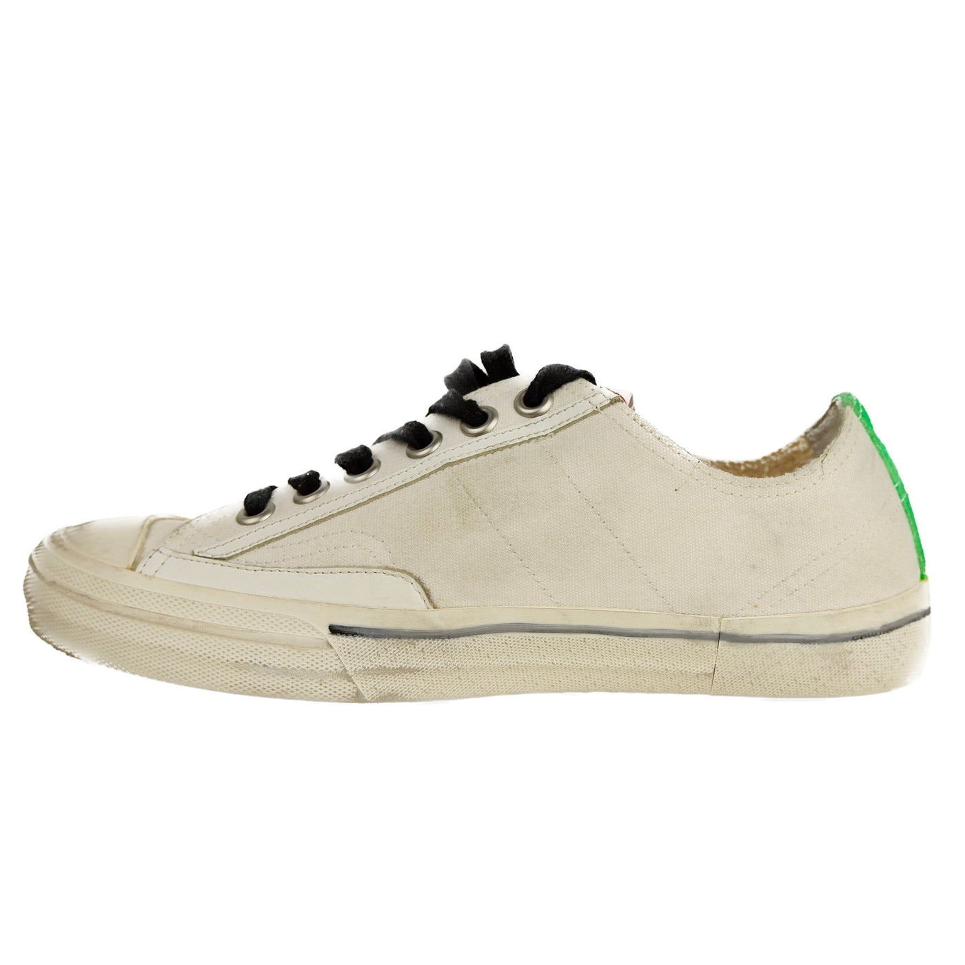 White Fabric E Leather Sneaker